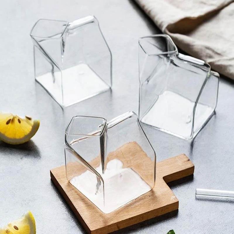 Milk Carton Transparent Glass - Beer Glasses - YALA LIFE