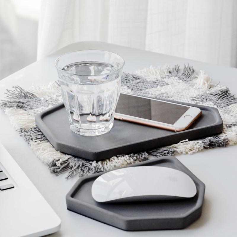 Moyi Textured Concrete Accessory Trays - Decorative Trays - YALA LIFE